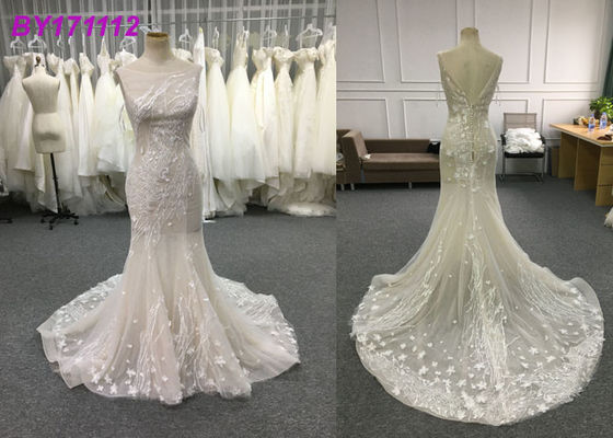 Spring And Summer Elegant Mermaid Style Wedding Dress Floor Length Embroidery